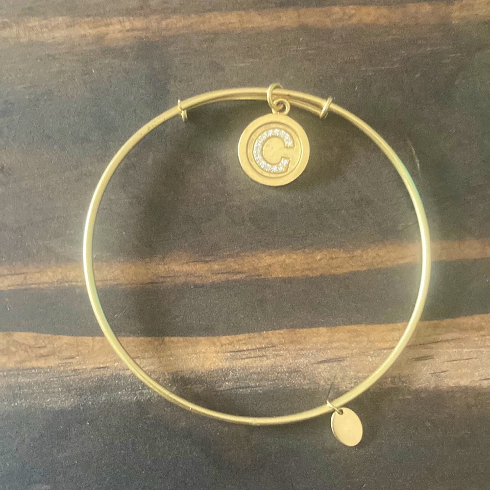Gold chrysalis “C” charm bracelet